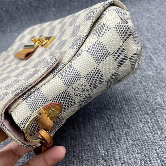 100% Authentic Louis Vuitton Croisette White Damier Azur Canvas Satchel Bag - Picture 3 of 16